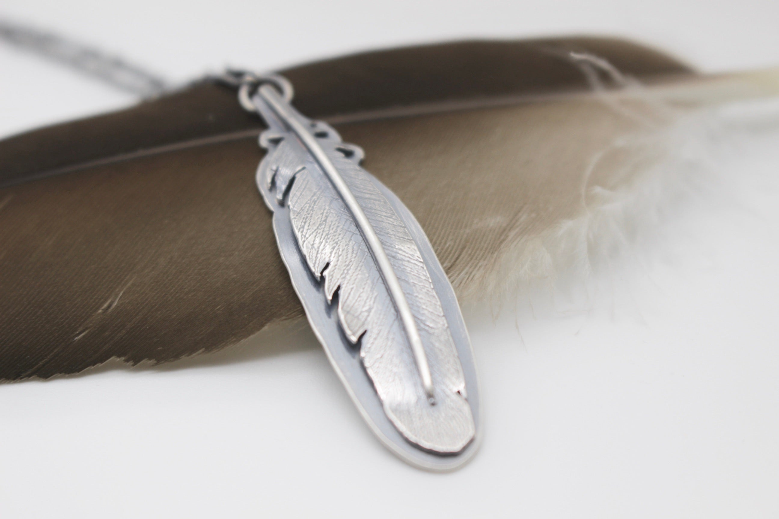 Sterling silver feather necklace