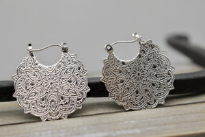 Sterling silver mandala earrings