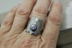 Sterling silver lotus ring