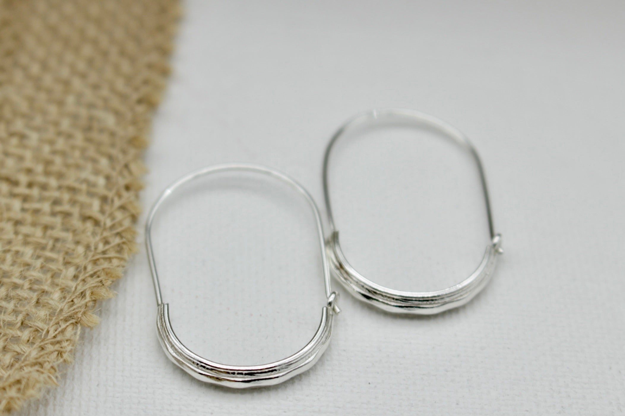 Diamond Pattern Sterling Silver Hoops