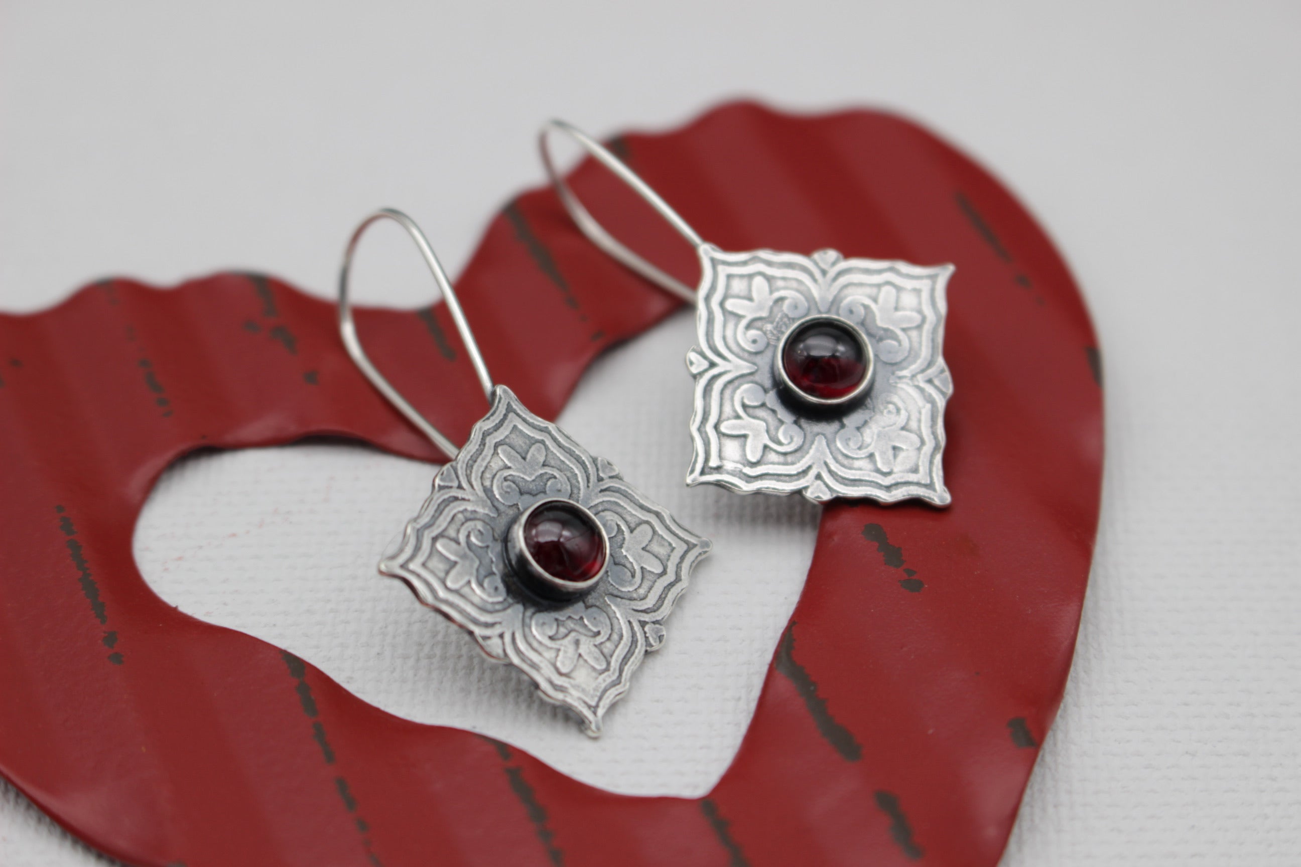 Heart Mandala hoop earrings