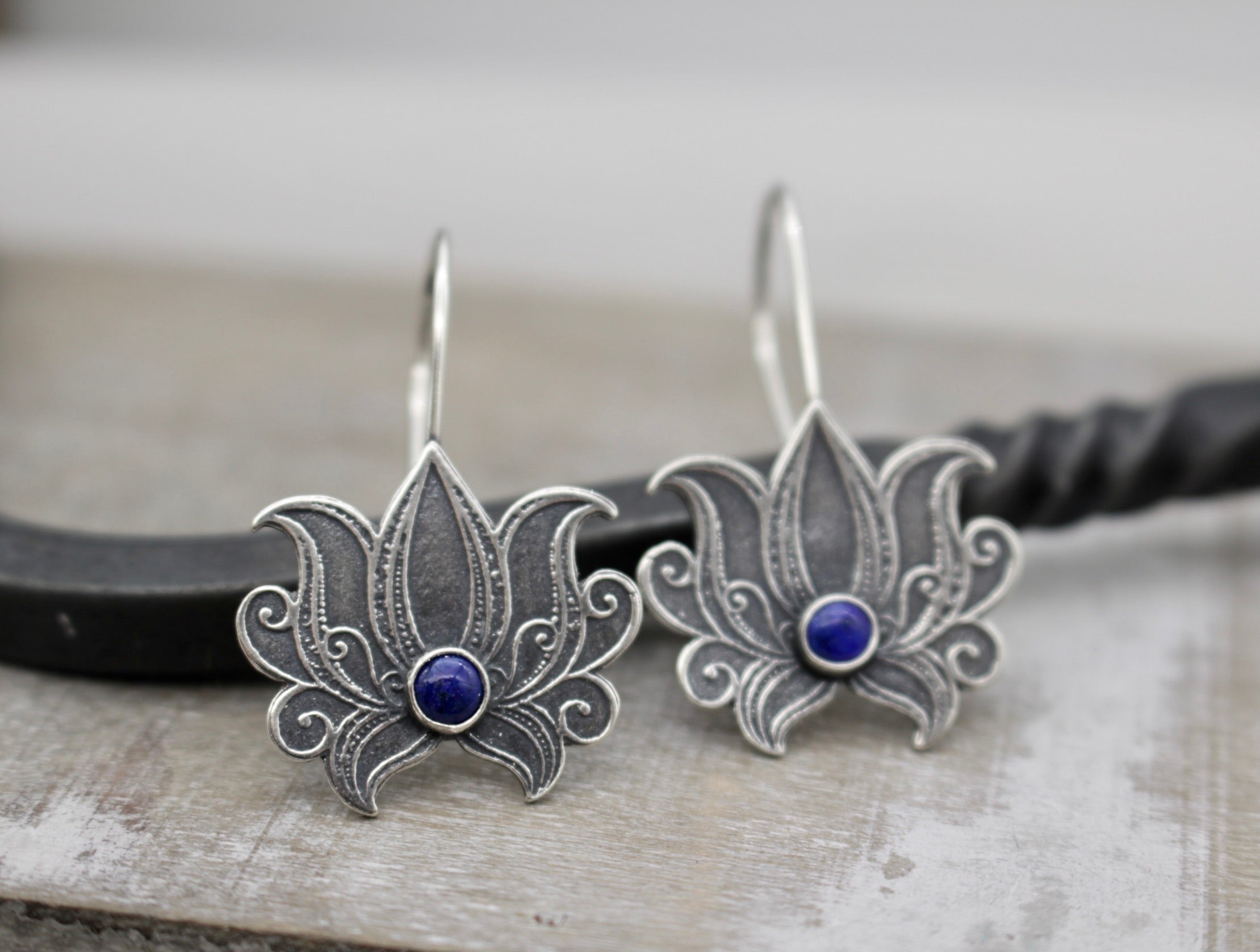 Sterling silver Lotus earrings