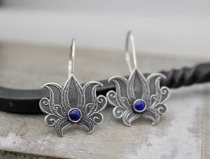 Sterling silver Lotus earrings