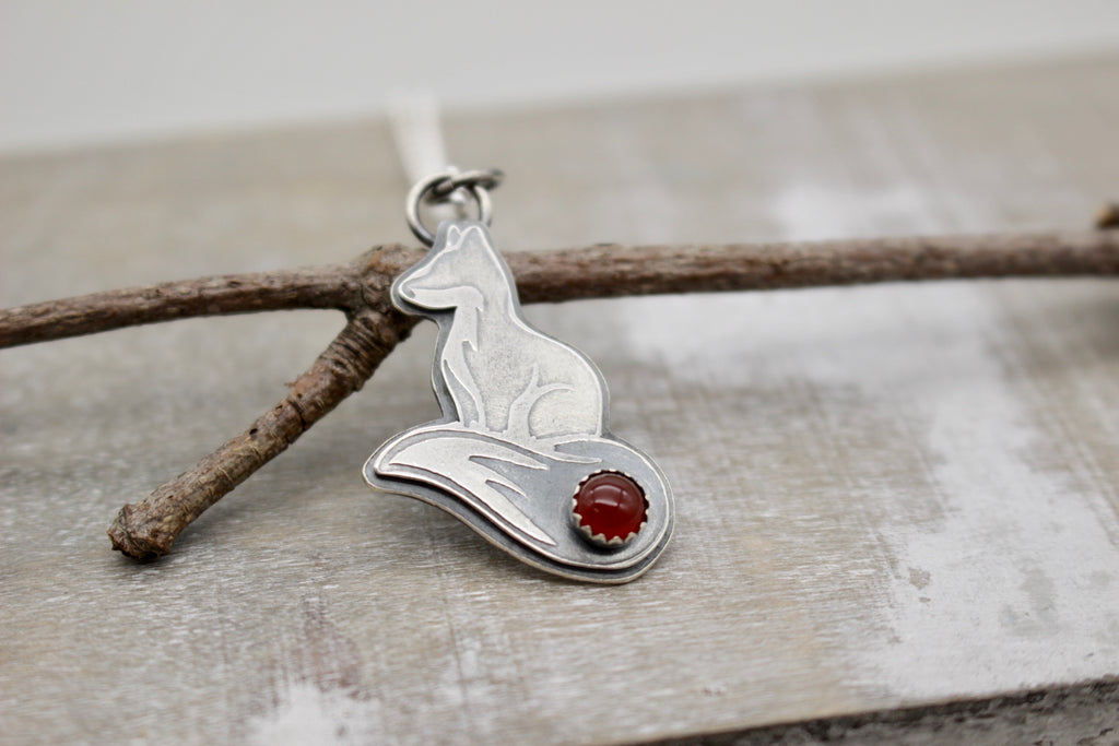 Carnelian fox necklace