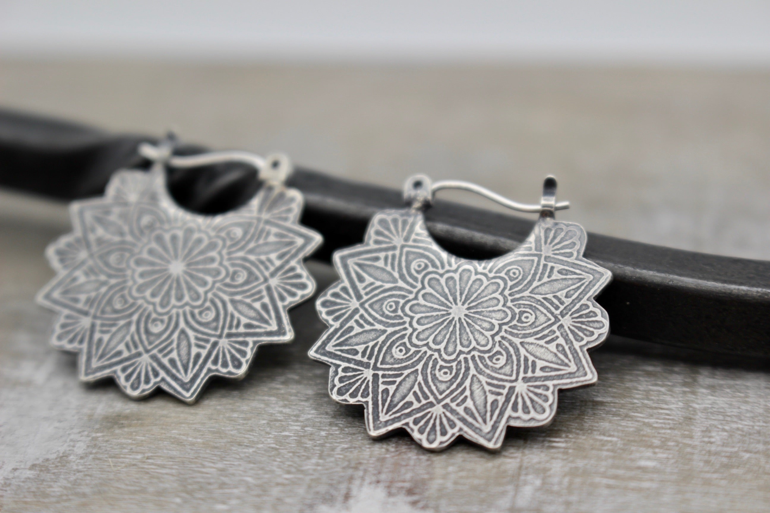 Sterling silver mandala earrings
