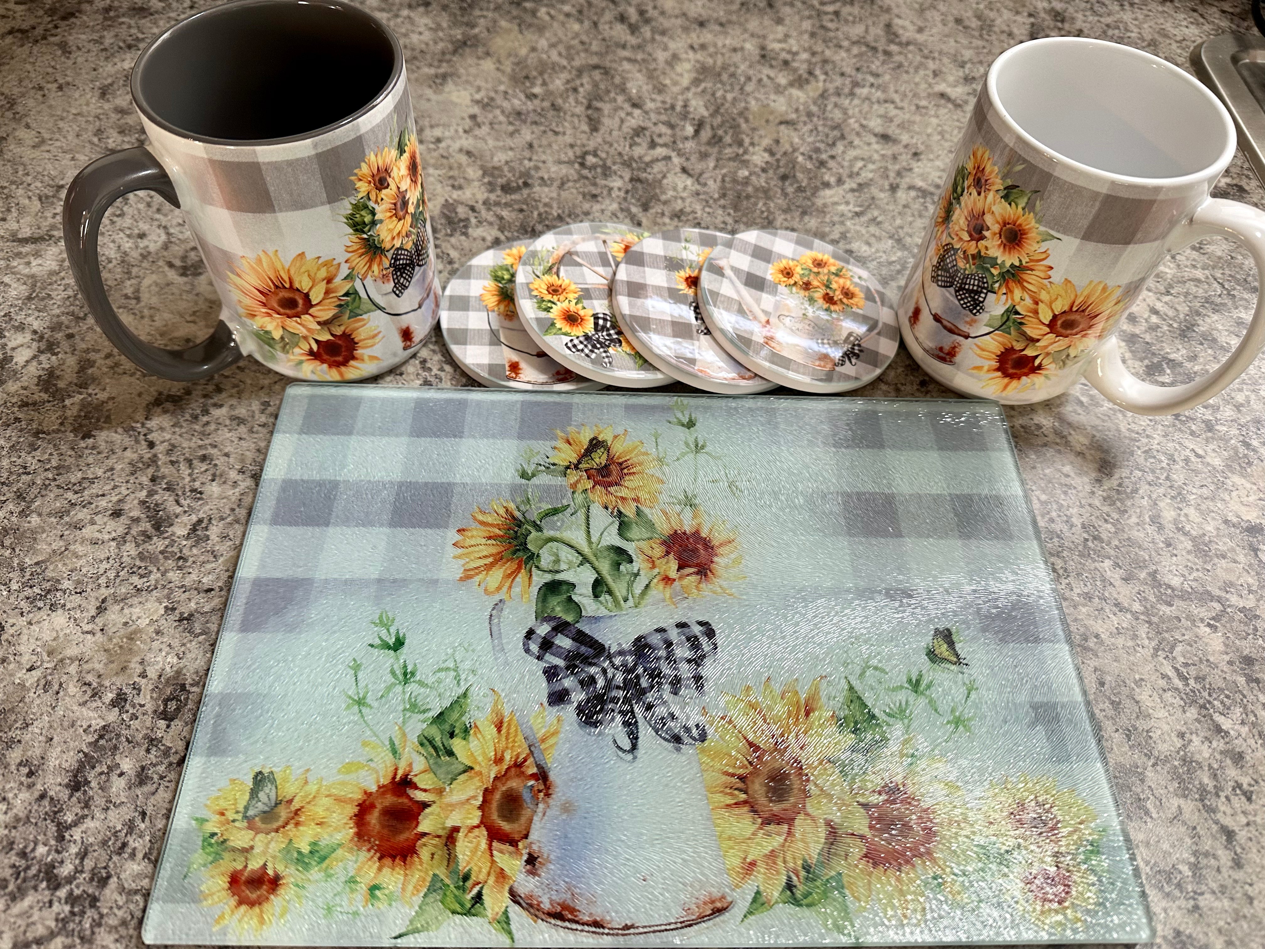 Sunflower glass cutting board