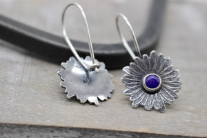 Lapis Sterling silver daisy earrings