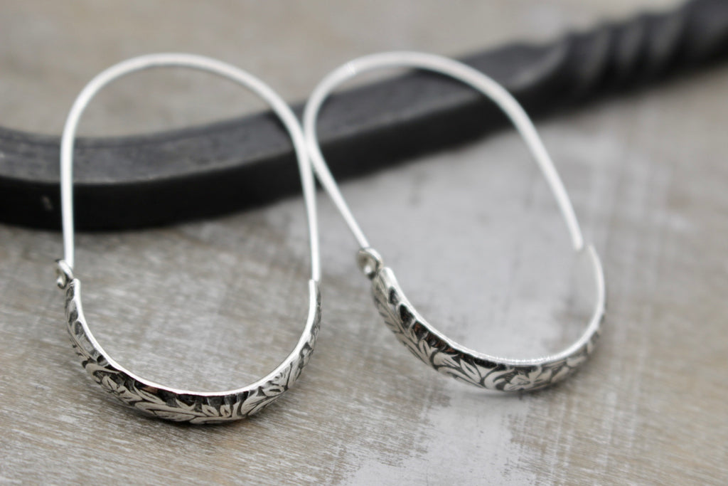 Floral Sterling Silver Hoops