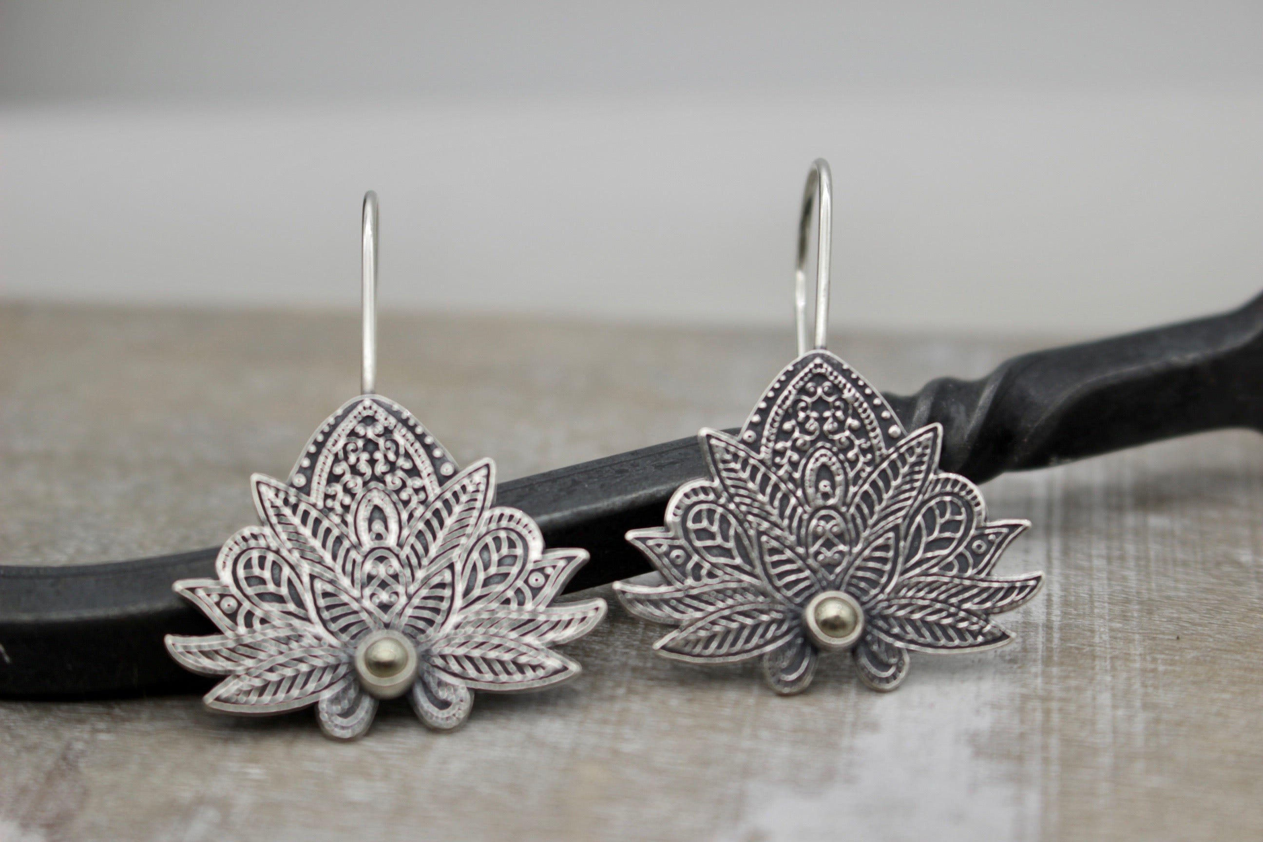 Sterling silver Lotus earrings