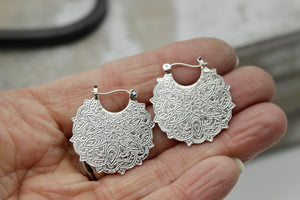 Sterling silver mandala earrings