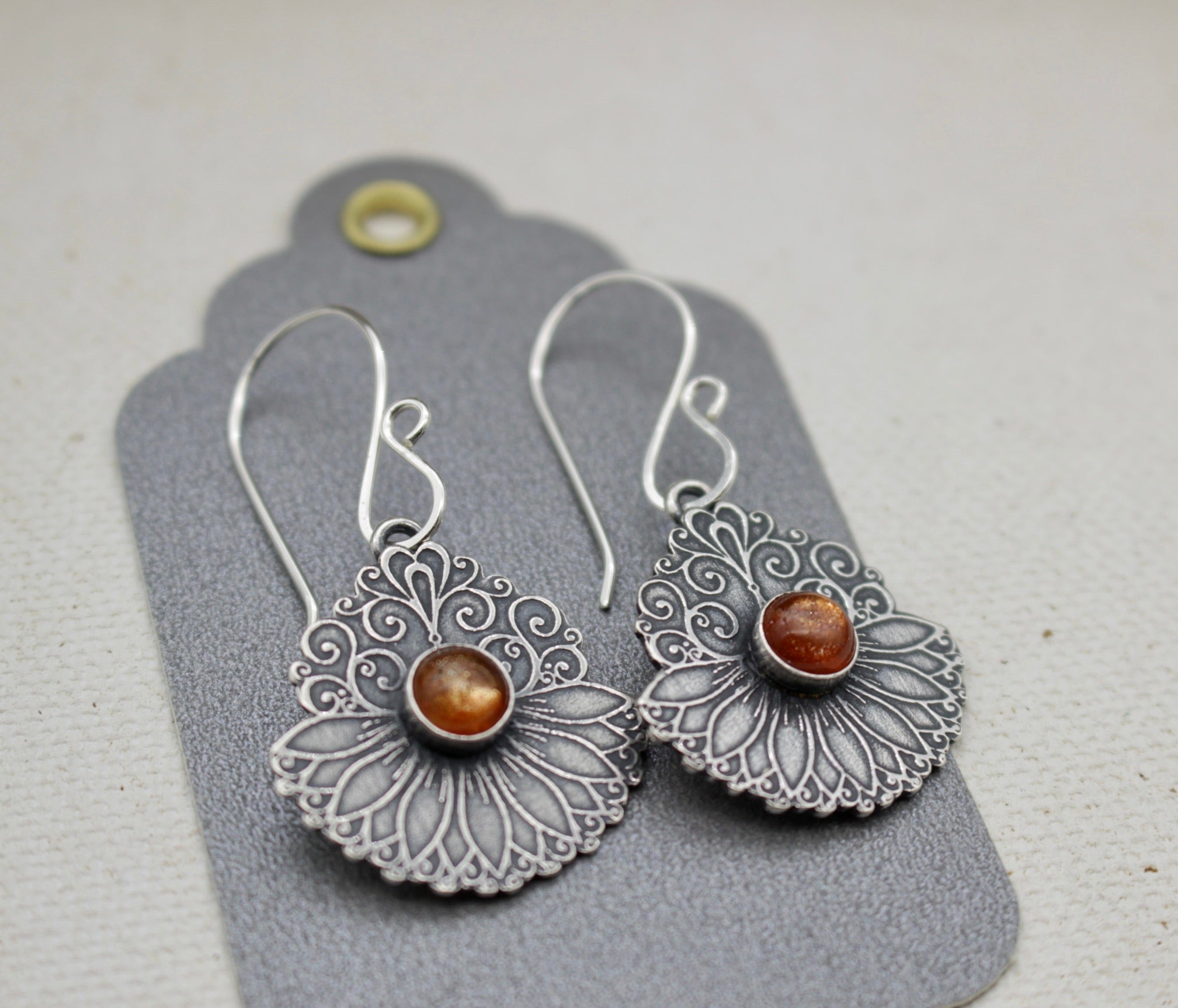Sterling silver Lotus earrings
