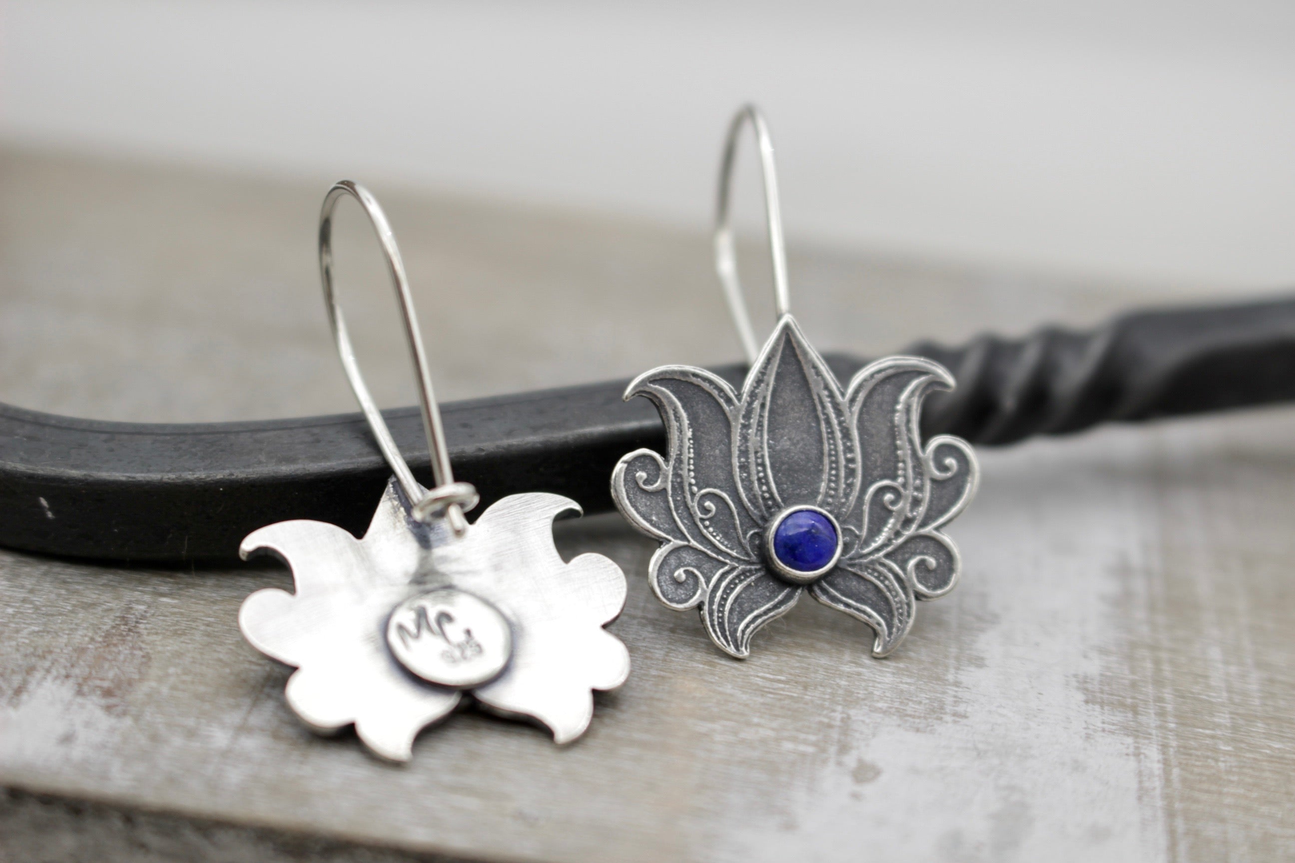 Sterling silver Lotus earrings