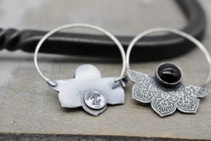 Mandala Onyx hoop earrings