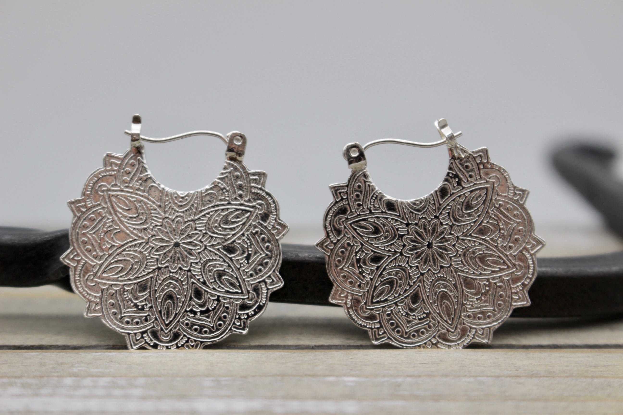 Sterling silver mandala earrings