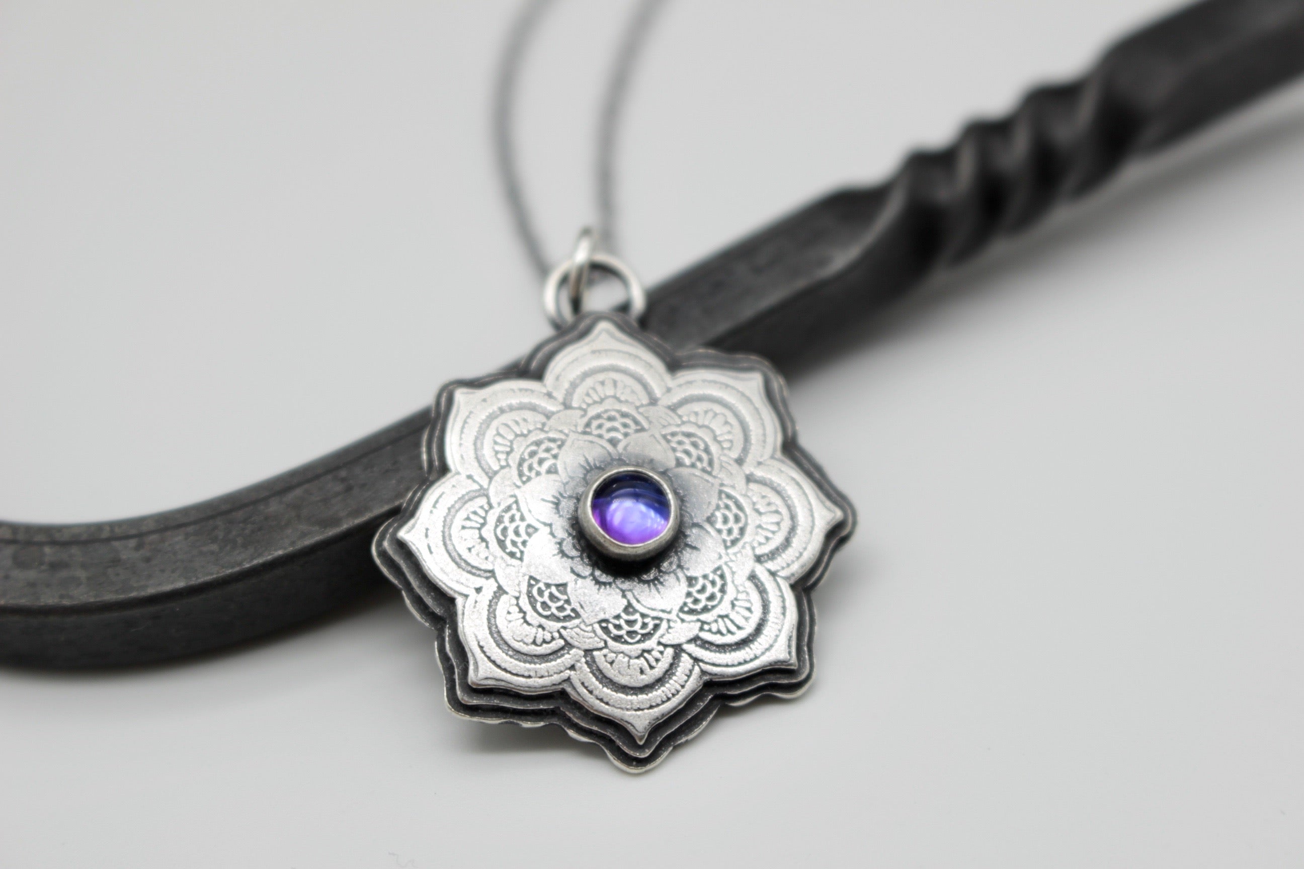 Sterling silver mandala necklace