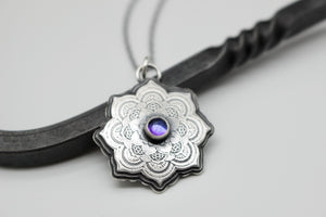 Sterling silver mandala necklace