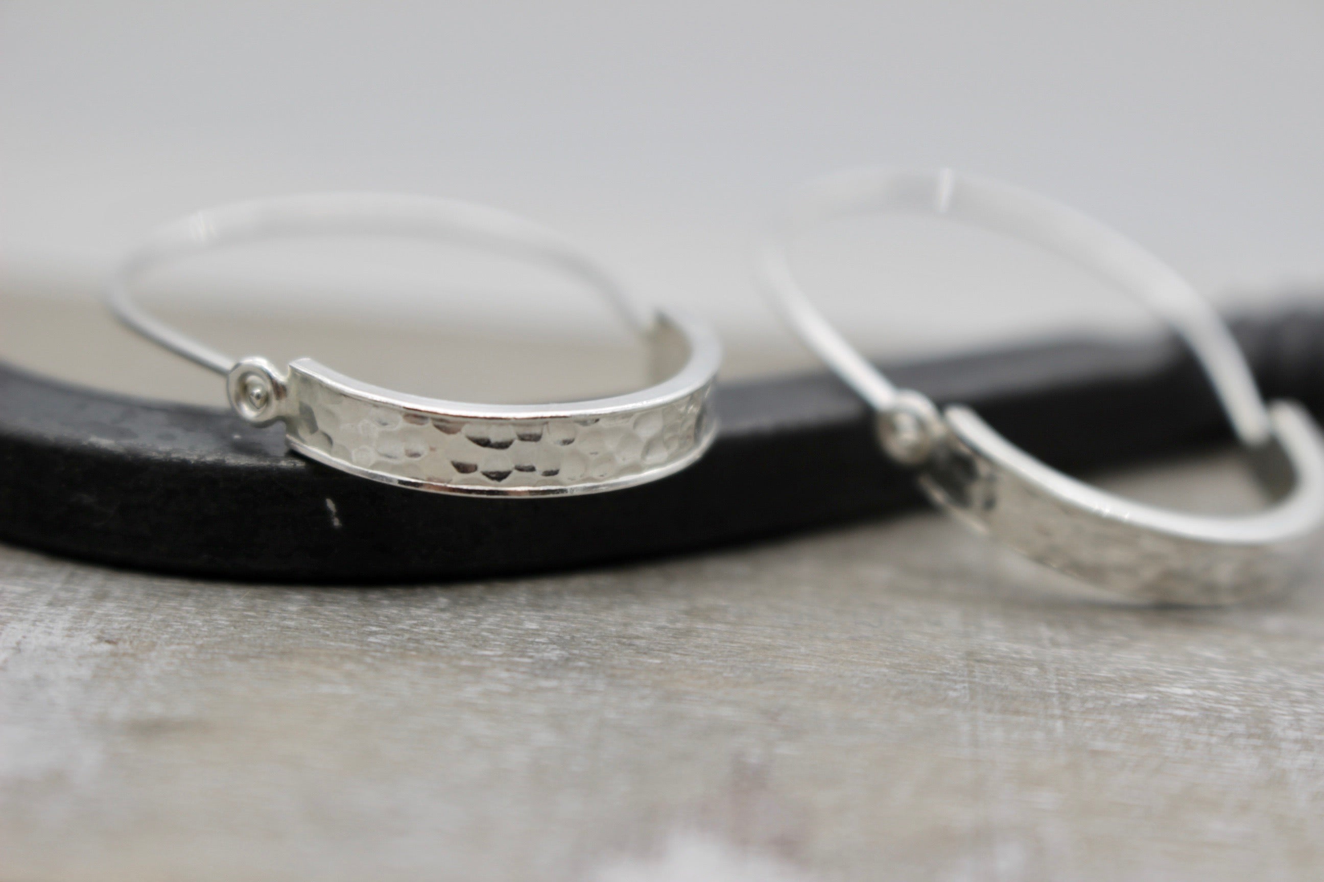 Hammered Sterling Silver Hoops