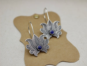 Sterling silver Lotus earrings