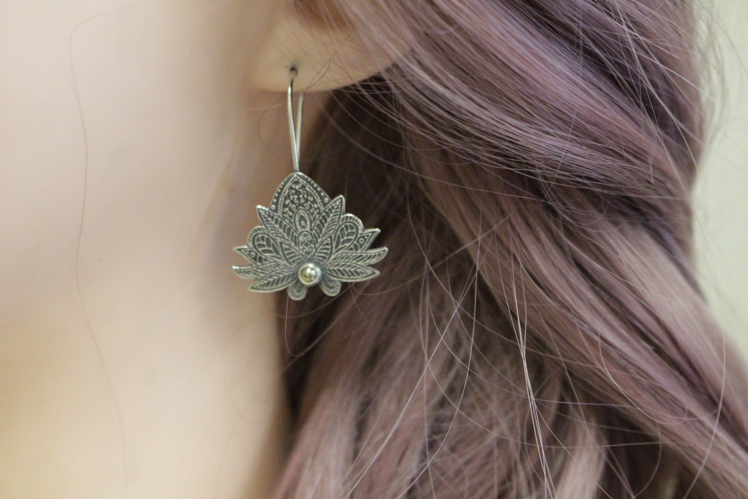 Sterling silver Lotus earrings