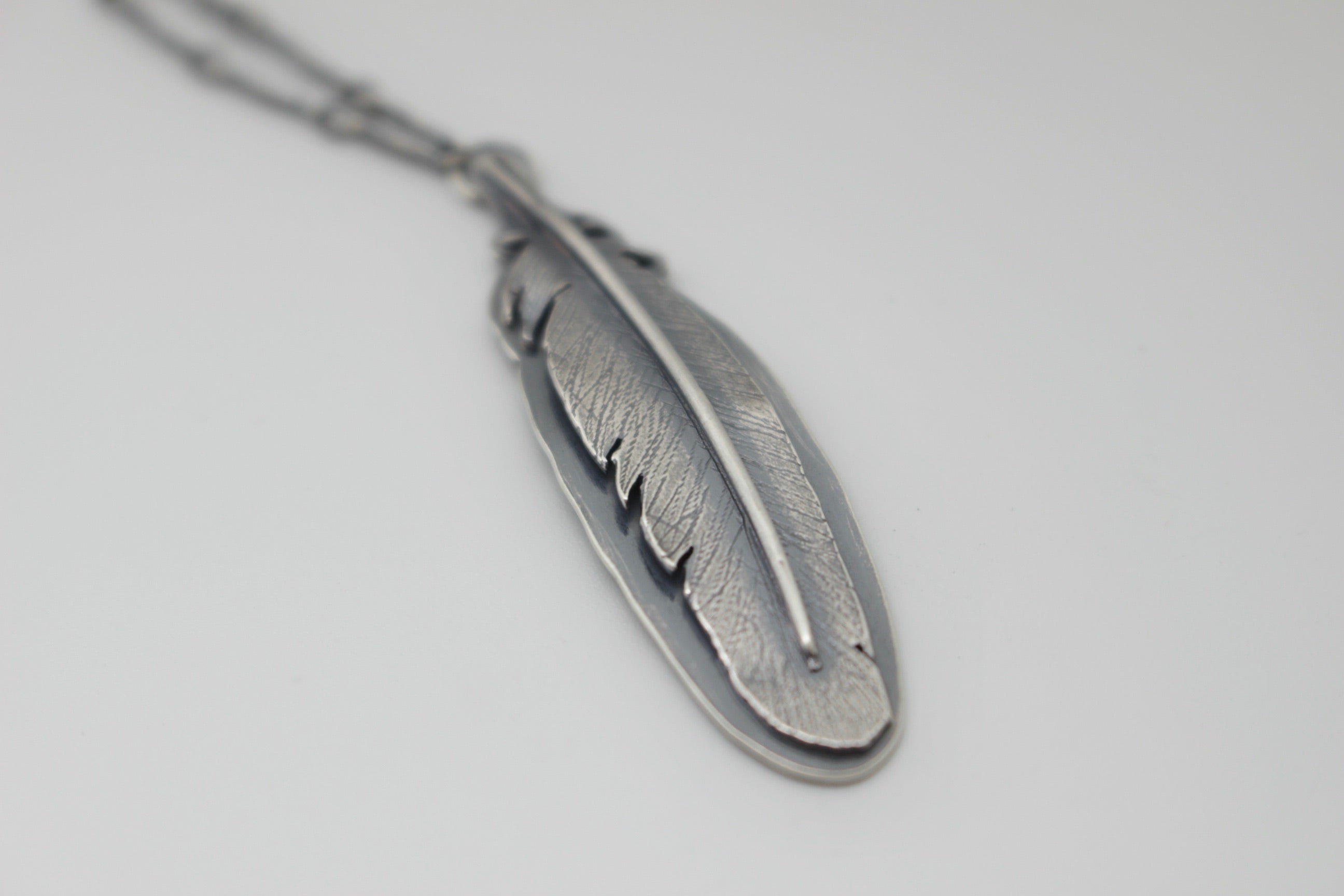 Sterling silver feather necklace